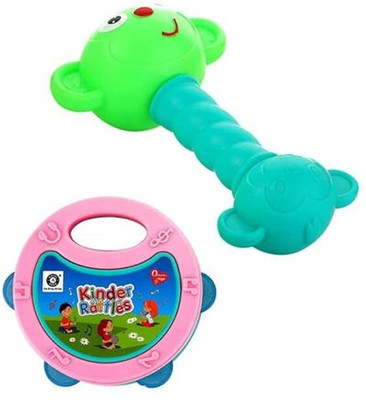 Kids Mandi Attractive Baby Set of 2 pcs Teether & Rattle(Multicolor)