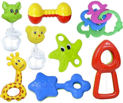 GODEX Set of 5 Pcs with Various Exciting Toys for New Borns & Infants Rattle(Multicolor)