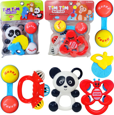 BABRO 6 Pcs Baby Rattle Toys Set for Newborns Babies | Multicolor Rattle Toys For Kids Rattle(Multicolor)