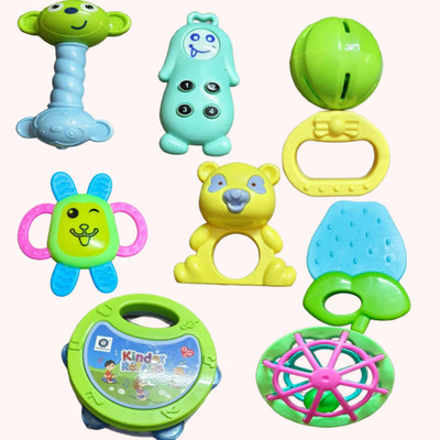 AKFLICKS High Quality Non Toxic Baby Toys Rattle Set of 5-Pieces Rattle (Multicolor) Rattle(Multicolor)