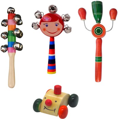 KNK Infotain Wooden Non Toxic Eco Friendly Rattles Set For Kids and Infants Rattle(Multicolor)