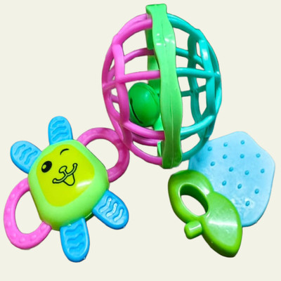 AKFLICKS 3pcs Teethers for New Born Baby Toys Rattle babys Rattle(Multicolor)