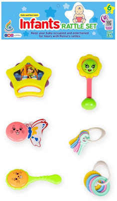 zokato Infants Rattle Set 6pcs Attractive Rattles & teethers for New Born Babies Rattle(Multicolor)