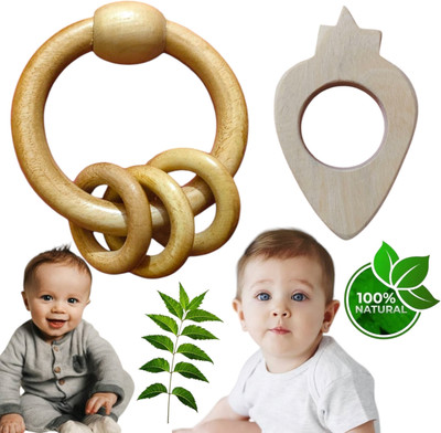 Shreeja Shilpcraft Natural Neem Wood Rattles – Safe, Eco-Friendly & Handcrafted for Babies Rattle(Brown)