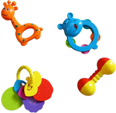 Velon Varahi Colorful Baby Rattle & Teether Toy Set – Pack of 4 Rattle(Multicolor)