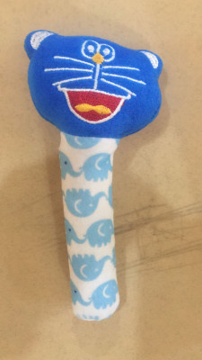 HMV Kitty Face Rattle Soft Toy with Squeeze Handle for Squeaky Sound Rattle(Multicolor)