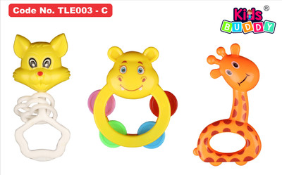 GODEX Pack of 3 Rattles Set with Teathers for New Born Babies Toy Non-Toxic BPA Free Rattle(Multicolor)