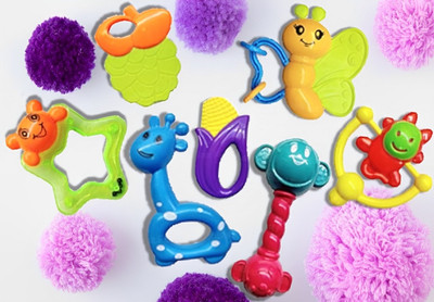 ESSBEE IMPEX 7 PCS Soft Non-Toxic Colorful Easy Grasp Safari Baby Rattle For Toddler Rattle(Multicolor)