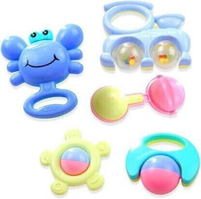 3 Jokers Bright and Colorful 5 Piece Baby Kids Rattle(Multicolor)