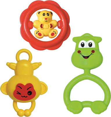 KHELOSARDAR Non-Toxic Multi-Coloured BPA-Free Baby Rattle Toys for Kids, Pack of 3 Rattle(Multicolor)