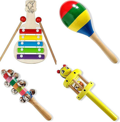 Little Mind Introduce Your Child to Music with the Rattle Set with 5 Note Xylophone Rattle(Multicolor)
