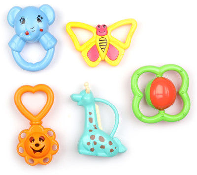 CloudTech Plastic Non Toxic, BPA Free, Set of 3 Rattles And Teethers for Babies Rattle 11 Rattle(Multicolor)