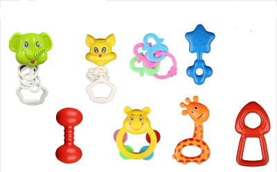 Kidsbuddy Learn With Fun Set of 8Pcs with Various Exciting Toys for New Borns & Infants Rattle(Multicolor)