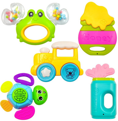 star impex 5pcs Rattle Toys for Babies Infant Colourful Attractive Rattles And Teathers Rattle(Multicolor)