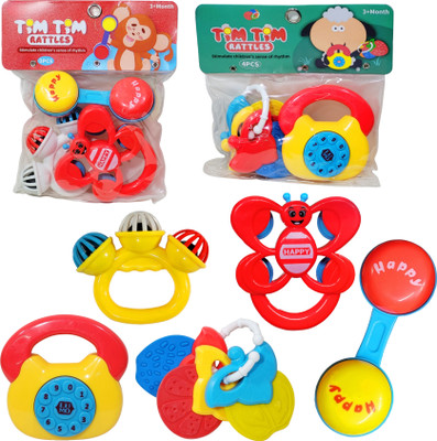 BABRO 5 Pcs Baby Rattle Toys Set for Newborns Babies | Multicolor Rattle Toys For Kids Rattle(Multicolor)