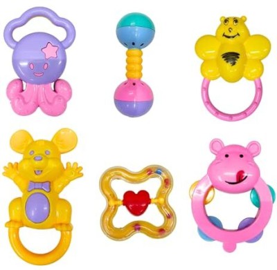TOYTALES Rattle 6pcs Teethers for New Born Baby Toys, Non Toxic BPA Free Rattles Rattle(Multicolor)