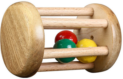 Brainytots Rolling Drum Rattle | Neem Wood Rattle | Rattle(Multicolor)