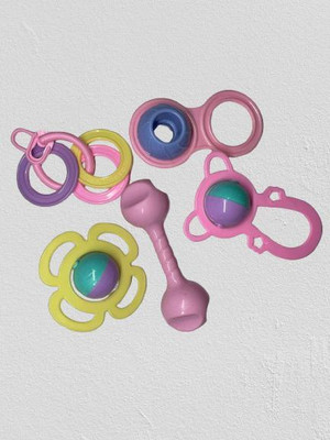Raunix Baby Rattles and Teething Rings Set, Colorful Toys (Set of 5 Multi Shapes) Rattle(Multicolor)