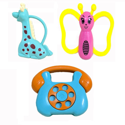 GREST Non-toxic Essential Teething Sound Rattle Set Toy for 0-6 Months New Born Baby Rattle(Multicolor)