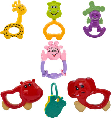 Nilika Enterprises 7 Pieces Baby Rattle Set for Infants & Newborns | Safe BPA Free Teether Toys Rattle(Multicolor)