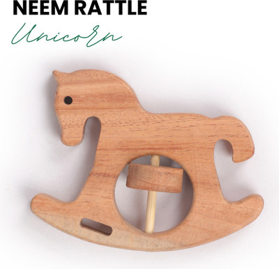 opatoys Wooden Neem Rattle Unicorn For 0 to 24 Months Babies Rattle Rattle(Brown)
