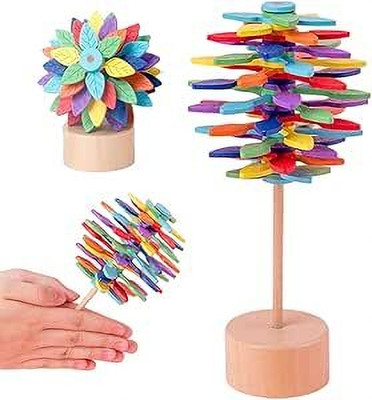 Glenston Wooden Spin Lollipop Fidget Toys, Spin Art,Spinning Fidget Toy Rattle(Multicolor)