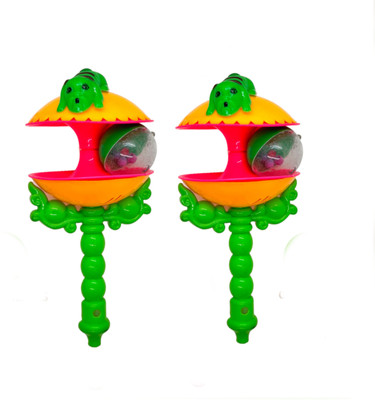 Happy Turtle - Frog Fancy Rattle for 0+ months Babies | Colorful Grab & Shake | 2 Pcs Combo Rattle(Multicolor)