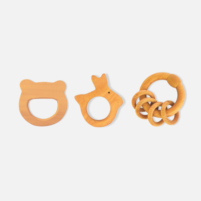 erenjoy Bunny Head, Rabbit & Ring Rattle for Infants Rattle(Brown)