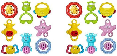 Khelo Toys Non-Toxic Multi-Coloured BPA-Free Baby Rattle Toys 8 Pcs Pack 2 Rattle(Multicolor)