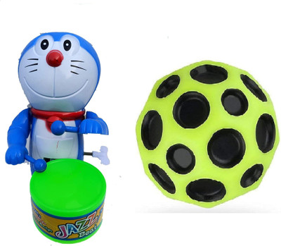 M S.Toys Moon.Bounce Ball Set,Cute Drummer Toy with Drumming and Dancing Action for Toys Rattle(Multicolor)