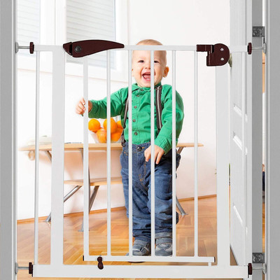 Safe-o-kid Adjustable 1-Year Warranty, No Drill Required (75-85 cm) 2-Way Auto-Close Baby Safety Gate(Brown)