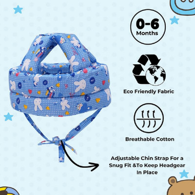 HUG PUPPY Safety Baby Helmet(Blue Dot Print Helmet)