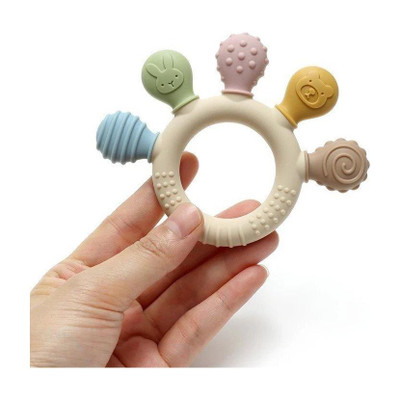 SANCORP Soft Silicone Baby Teething Ring Toy with Textures and MultiShapes for Infants Teether(Multicolor)
