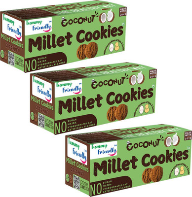 TummyFriendly Foods Ragi Millet Cookies-Coconut. Healthy Biscuits for Kids, Babies & Adults Cookies Biscuit(3 x 75 g)