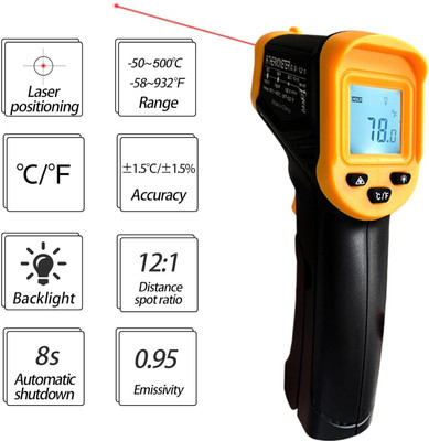 BALRAMA IR Gun Temp Sensor Non-Contact Digital Infrared Thermometer Temperature Baby Thermometer(Black, Yellow)