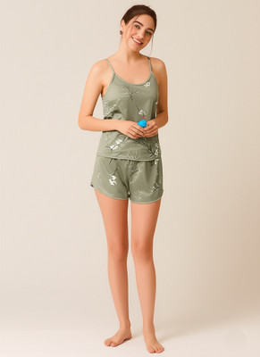 ShivayaEnter Women Printed Green Top & Shorts Set