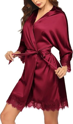 KLOVVY Women Nighty Set(Maroon)