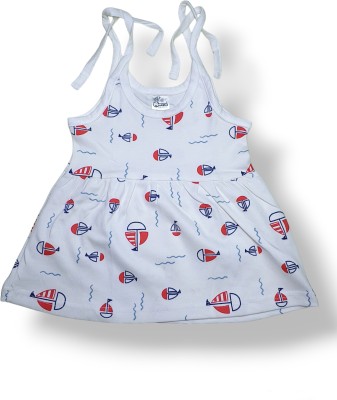 Mom's Lap Baby Girls Midi/Knee Length Casual Dress(Blue, Noodle strap)