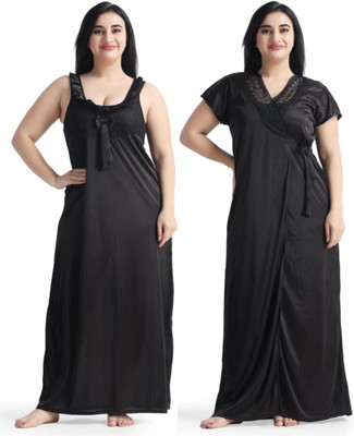 Fashonic Women Solid Black Night Suit Set