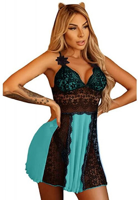 HUR THUR FASHION Self Design Babydoll