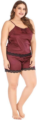 Ananth Women Self Design Brown Night Suit Set