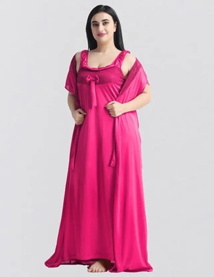 Nw Naughty Wish Women Self Design Pink Night Suit Set