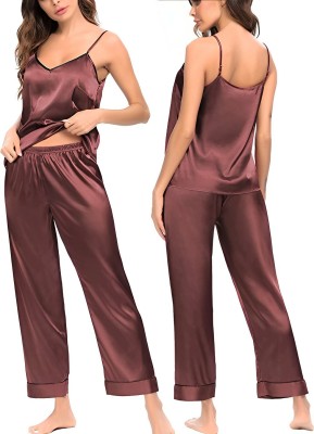 ANAMIKA Store Women Solid Maroon Night Suit Set