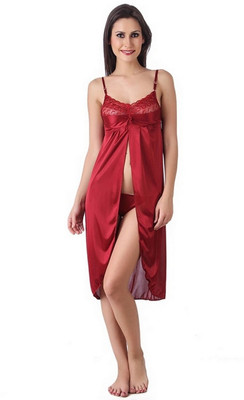 ROWENA Women Nighty(Red)