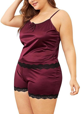 Ananth Women Self Design Purple Night Suit Set