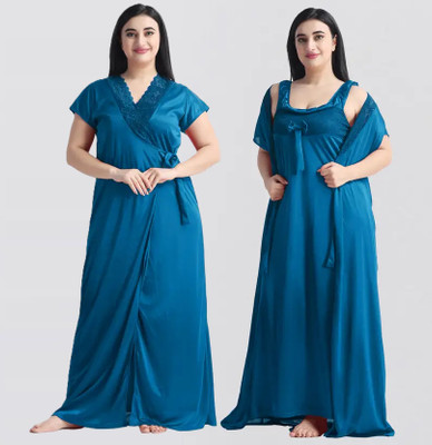 BROOFEE Women Nighty with Robe(Pink)