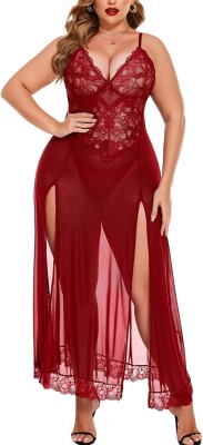 Rich Lust Women Nighty Set(Maroon)