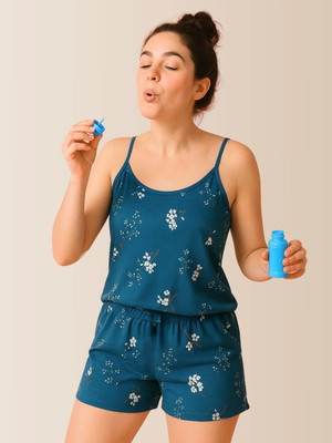 ShivayaEnter Women Printed Dark Blue Top & Shorts Set