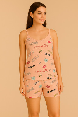 ShivayaEnter Women Printed Pink Top & Shorts Set
