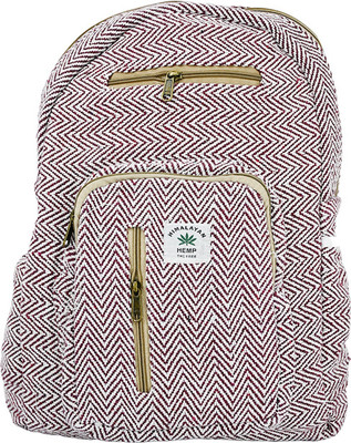 Onish Himalayan Hemp Backpack – Eco-Friendly Handcrafted Bag with Chevron Pattern 10 L Laptop Backpack(Red, White)